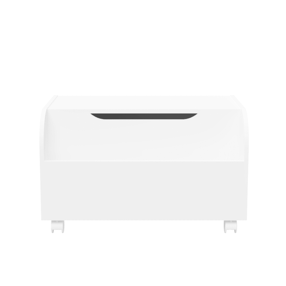 Tcbosik Kids Wooden Toy Box with Universal Wheels, Toy Storage Chest with Bookshelf, Flip-Top Lid and Safety Hinge, 23.6"L Toddler Toy Storage Bench for Nursery Bedroom Playroom, White