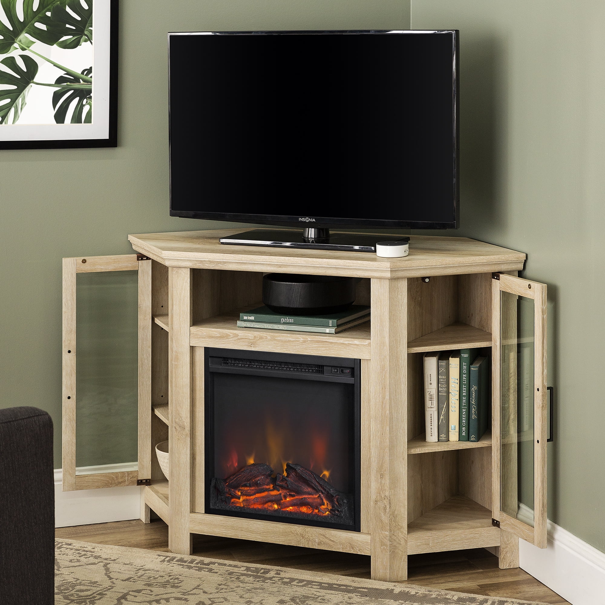 corner fireplace tv stand with remote