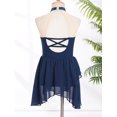 thumbnail image 4 of Haitryli Kids Girls Rhinestone Sleeveless Figure Ice Skating Dress Gymnastic Skirted Leotard Competition Dancewear Navy Blue 14, 4 of 7