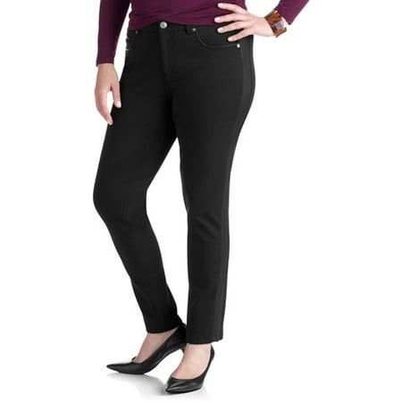 Faded Glory Women's Plus-Size Tuxedo Skinny Jeans With Faux Leather Details