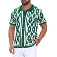 thumbnail image 5 of Men's Argyle Polo Shirt Casual Short Sleeve Plaid Knitted Shirts 2XL Green, 5 of 6