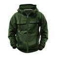 thumbnail image 2 of Momasggi Tactical Hoodies for Men Full Zip Long Sleeve Hooded Sweatshirt Causal Workout Cargo Hoodie Sport Outdoor Winter Jacket with Pockets Army Green L, 2 of 5
