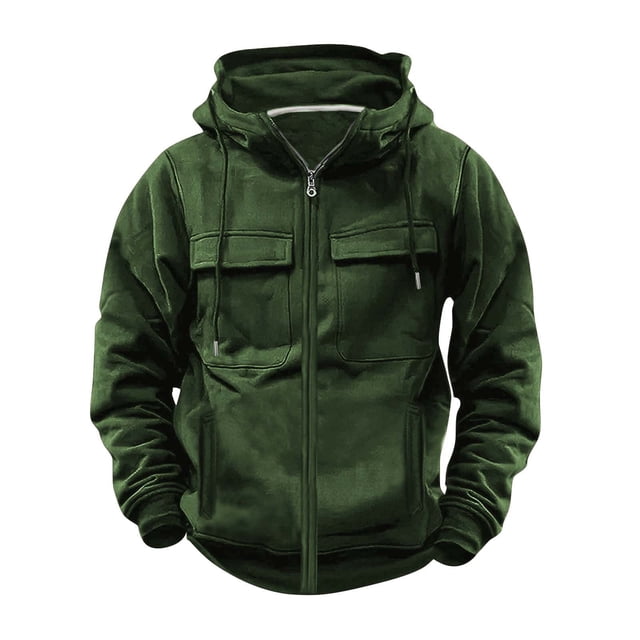 Hommes Mode Décontractée Blouse à Manches Longues à Fermeture Éclair Multi-Poches Chandails en Molleton
