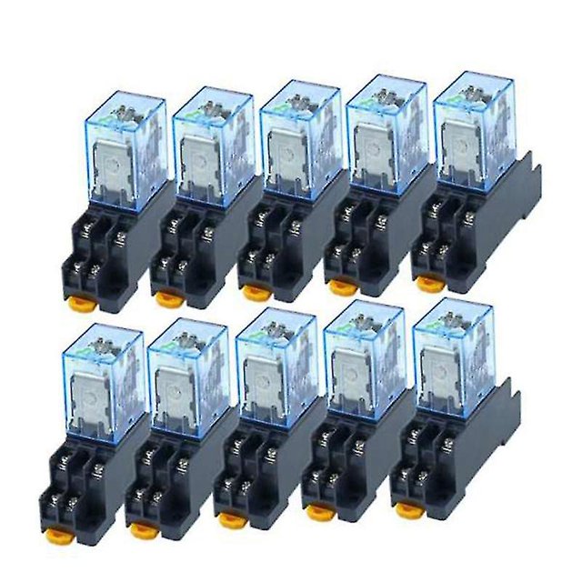 10pc 4nj 14pin 4dpdt Electronic Mini Electro Relay 5a Bobina con Pyf14a Socket Base 24v
