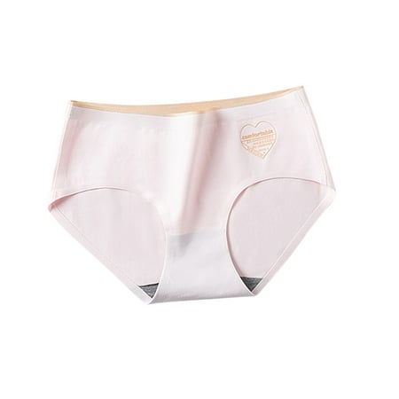 

JFY Women Sexy Soft Mid Waist Love Heart Print Solid Color Cotton Underwear Briefs