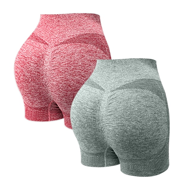 Plebaso Lot de 2 Shorts de Cyclisme Respirants pour Femmes, Shorts de Yoga Taille Haute pour Course
