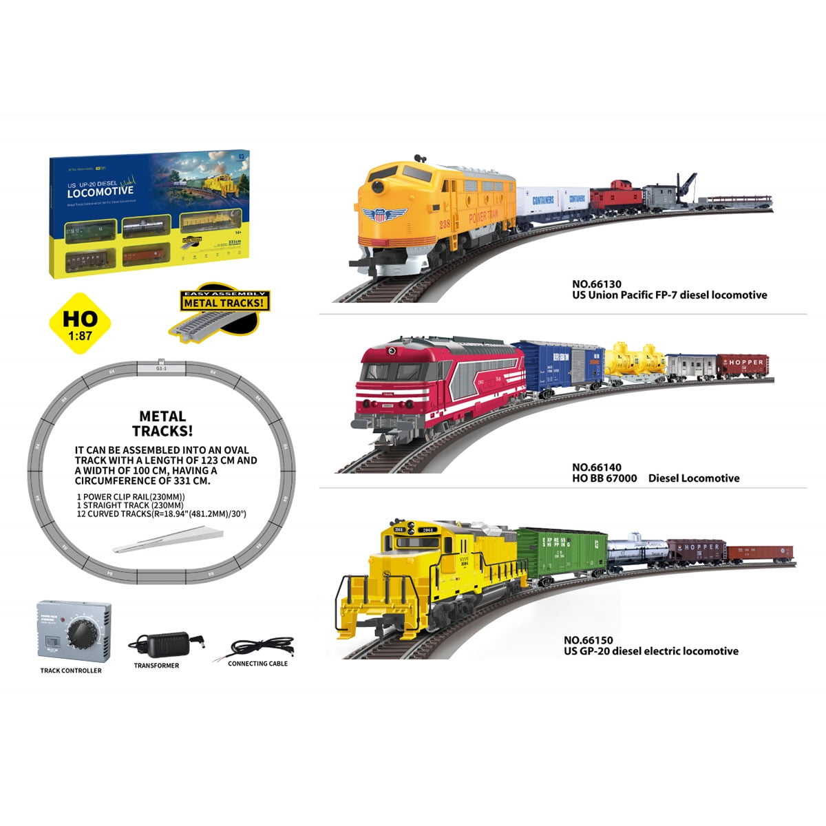 1/87 HO Scale US GP-20 Diesel Locomotive Model Train Set Gift for Enthusiast