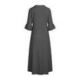 thumbnail image 5 of Sokhug Women's Maxi Dress Cowl Neck 3/4 Ruffle Sleeve Cotton Blend Summer Solid Color Midi Dress with Pockets, 5 of 7