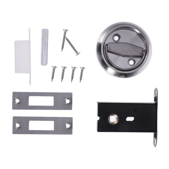 NUOLUX 1 Set Hidden Door Locks Stainless Steel Handle Recessed Invisible Keyless Mechanical Outdoor Lock for Fire Proof Home One Side Lock (Silver)