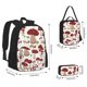 thumbnail image 2 of Disketp Mushroom Mochila Estampada de Gran Capacidad con Lonchera y Estuche, Set de 3 Piezas para Estudiantes, 2 of 7