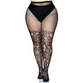 thumbnail image 4 of Women's Plus-Size Vine Net Pantyhose, Black, Plus Size, 4 of 5