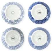 Elama Aurora 16 Piece Assorted Porcelain Double Bowl Dinnerware Set in Blue