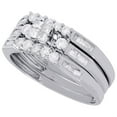 thumbnail image 3 of 10K White Gold Princess Cut Diamond Wedding Ring Band 3 Piece Bridal Set 0.60 ct, 3 of 5