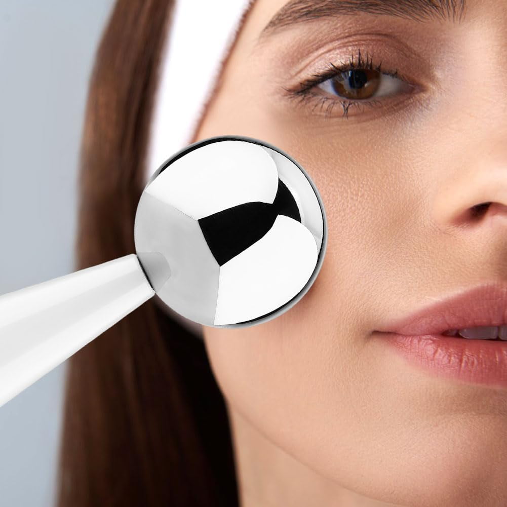 Ice Globes for Facials, Unbreakable Steel Cooling Roller, Cryo Sticks for Face, Massager for Face Neck & Eyes, Skin Care for Dark Circles, Puffiness, Wrinkles, Collagen Production (Silver)
