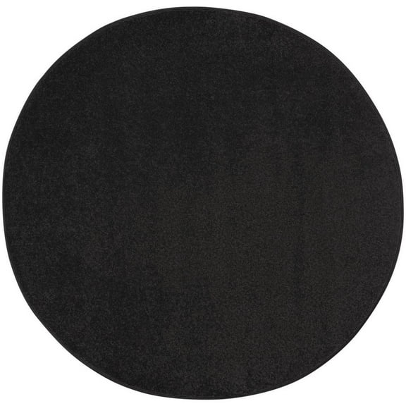 HomeRoots 4' X 4' Black Round Non Skid Indoor Outdoor Area Rug
