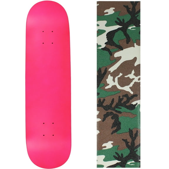 Skateboard Deck Pro 7-Ply Canadian Maple NEON PINK With Griptape 7.5" - 8.5"