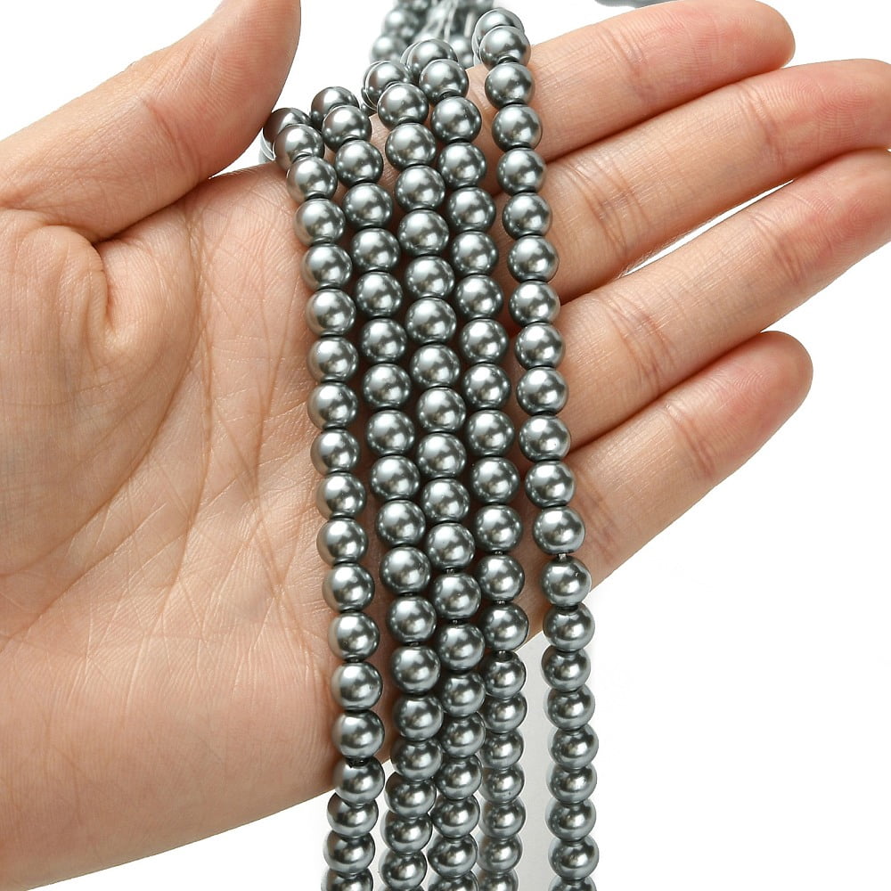 Eco-Friendly Dyed Glass Pearl Beads Strands Grade A Round Cotton Cord Threaded Slate Gray 6mm Hole: 1.2~1.5mm about 70pcs/strand 15.7 inch