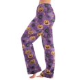 thumbnail image 3 of Zorvxlyn Halloween Fleece Lounge Pants Women Ghost Jack-O Bat Print Women Pajamas Pants Drawstring Elastic Waist Womens Fluffy Pajama Pants, 3 of 7