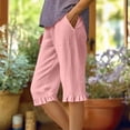 thumbnail image 2 of SONXAHE Ruffle Hem Knee Length Capri Pants for Women Side Pocket Weekend Walk Cropped Trousers, 2 of 4