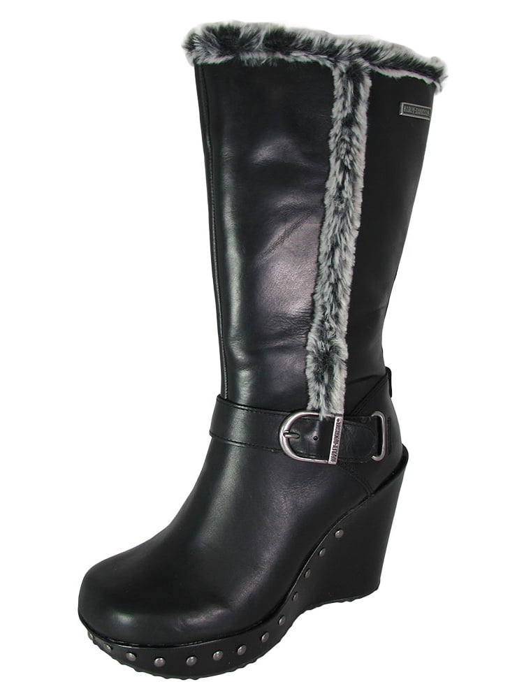 wedge heel motorcycle boots