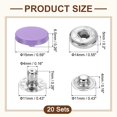 thumbnail image 2 of 20 Set Snap Fasteners, 15mm #831 Zinc Alloy Press Studs Buttons, Light Purple, 2 of 6