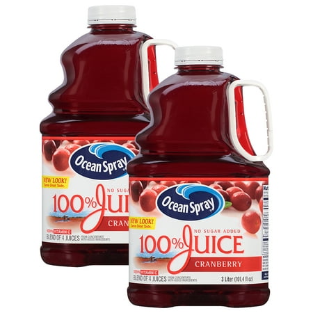 (2 Pack) Ocean Spray 100% Juice, Cranberry, 101.4 Fl Oz, 1 (Best Low Sugar Juice)