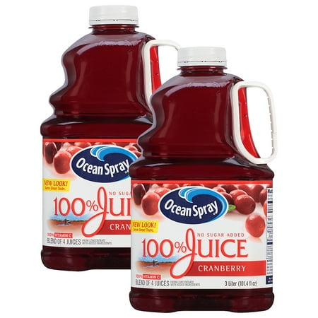 - (2 Pack) Ocean Spray 100% Juice, Cranberry, 101.4 Fl Oz, 1 Count