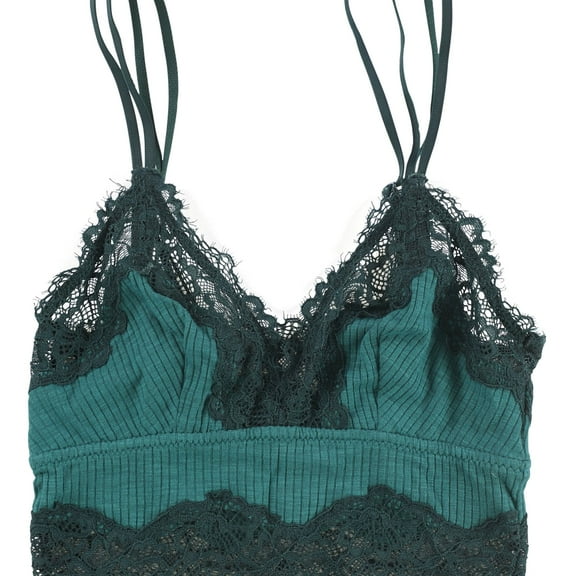 American Eagle Womens Lace Trim Bralette, Green, XX-Small