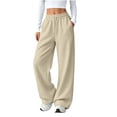 thumbnail image 5 of Sewkxo Girls Wide Leg Sweatpants Drawstring Elastic Waist Baggy Pants Trendy Loose Athletic Joggers with Pocket,Khaki 120, 5 of 6