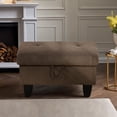 thumbnail image 3 of WRTEYEUI Ottoman Rectangular Storage Ottoman Bench, Flannel Footrest Stool Footstool with Lid for Living Room, Bedroom, Entryway, Dark Brown, 28.5"x19"x17.5", 3 of 9