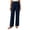 Navy, variant on Womens Pull on Pants Elastic Waist Solid Color Slacks Casual Straight-Leg Trouser with Pockets