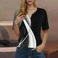 thumbnail image 2 of Stamzod Short Sleeve Shirts for Women Summer V Neck Graphic Tops Casual Loose Plus Size Blouses for Women Black D M, 2 of 3