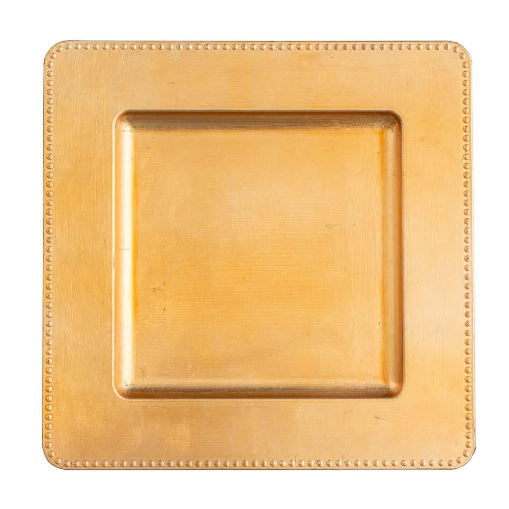 Richland Charger Plate 13 Square Beaded Gold 
