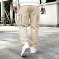 thumbnail image 4 of Yungyresw Mens Cargo Pants Relaxed Fit Solid Straight Leg Athletic Pants Multi Pockets Comfy Casual Trousers Fall Winter Outfits Khaki S, 4 of 7