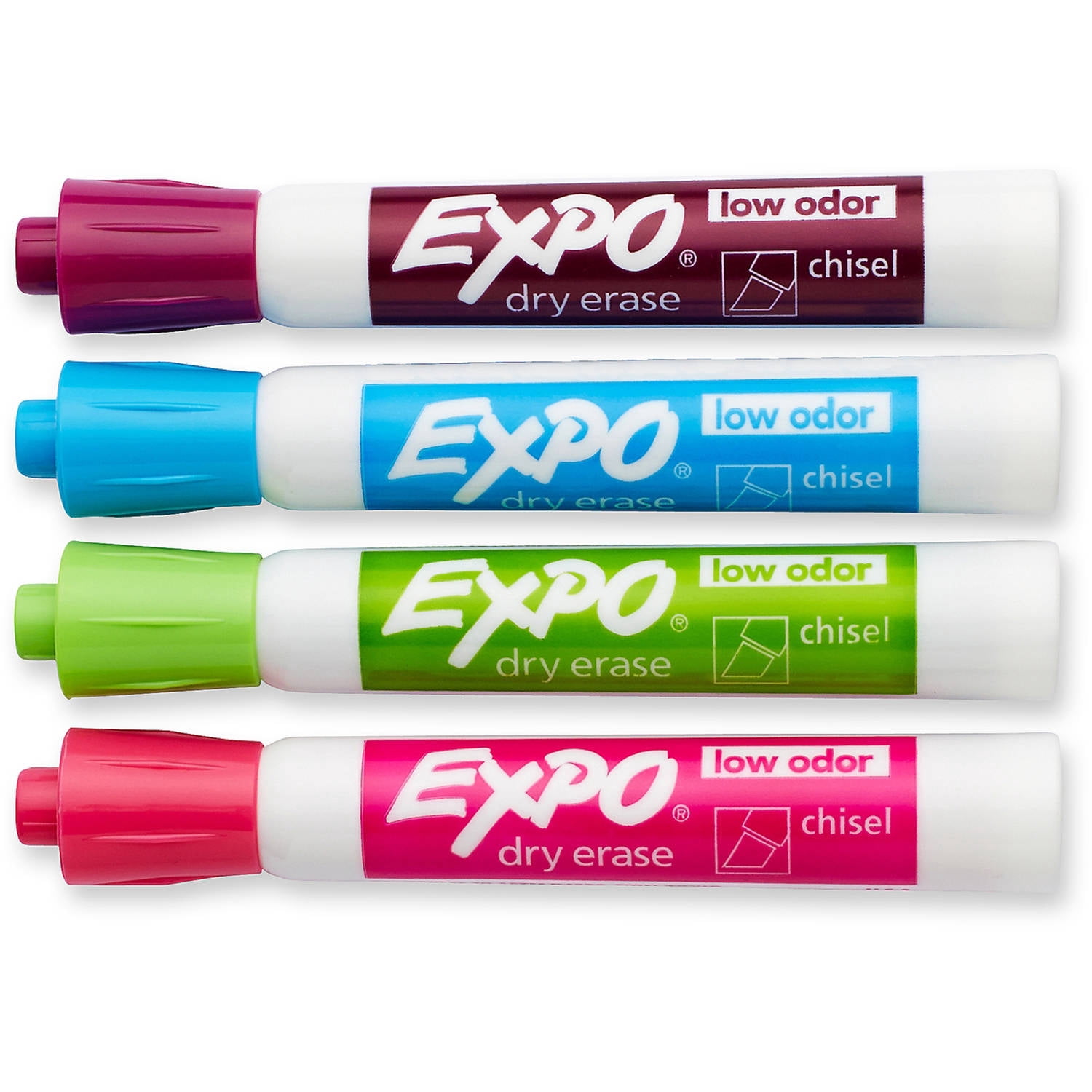 EXPO Low Odor Dry Erase Markers, Chisel & Ultra-Fine Tips, Assorted Colors, 4 + 1 Bonus Pack