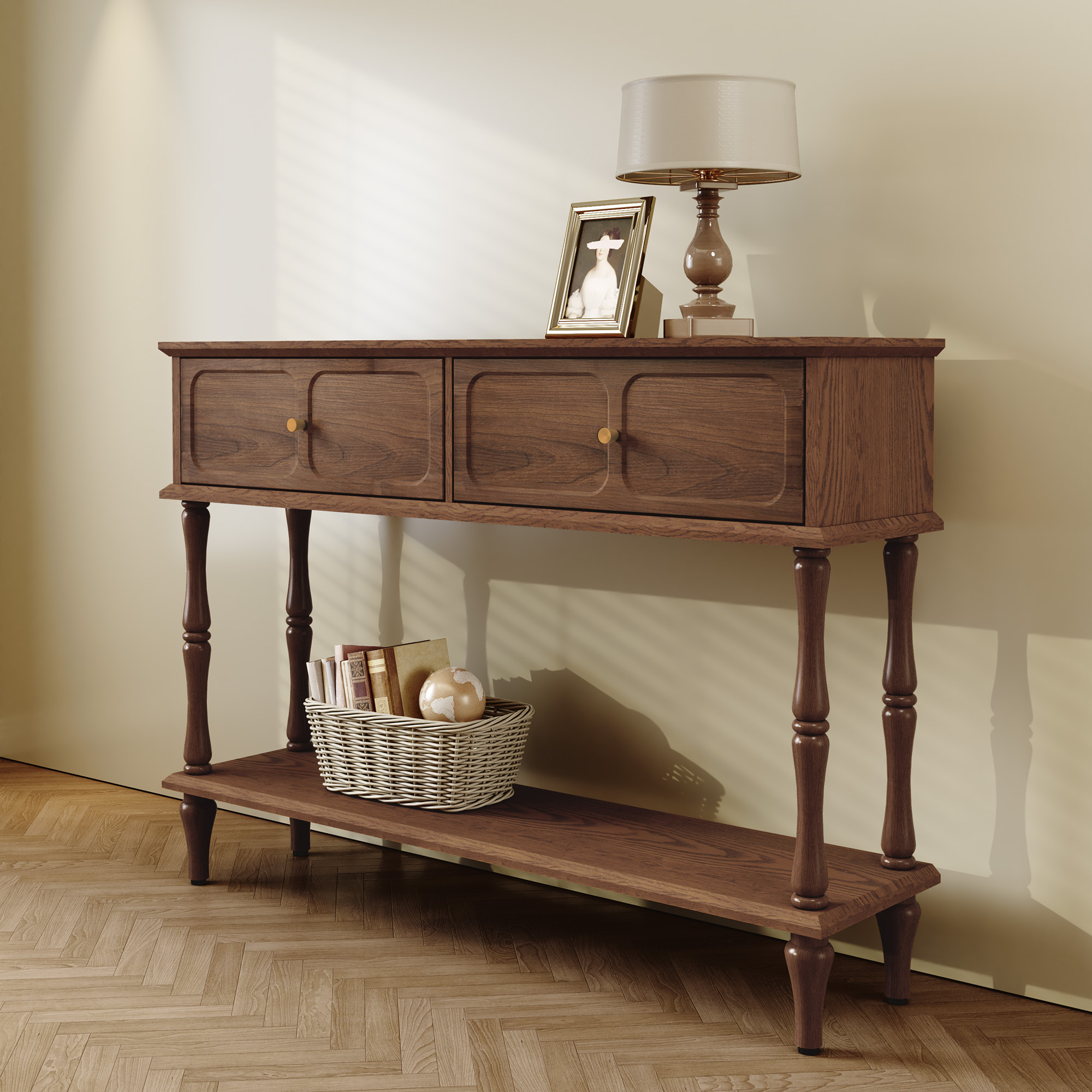 HLR 47" Mid-Century Console Table, Brown photo 6