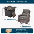thumbnail image 7 of Unnifurnzi 5 Pieces Outdoor Patio Furniture Set with Fire Pit-Outdoor Swivel Chairs Set of 4 Small Patio Furniture Set for Deck Porch Poolside-Brown/Gray, 7 of 7