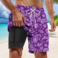 thumbnail image 2 of Mens Swim Trunks With Compression Liner 2 In 1 Swimming Shorts Summer Shorts Printed Double Inner Layer Beach Pants With Pocket Quick Dry Bathing Suits, 2 of 4