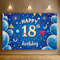 thumbnail image 5 of Blue Themed 18th Birthday Banner with Star Balloon and Firework Elements Backdrop Decor for Birthday Party Photography Props Decoration Happy Birthday Celebrations, 5 of 6