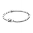 thumbnail image 4 of Pulsera femenina de plata gruesa chapada en cobre blanco, pulsera cuadrada con hebilla de hoja de corazón y hueso de serpiente, moda, 4 of 5