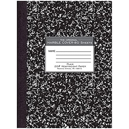 Roaring Spring 80 Sheets Plain Unruled Hard Cover Marble Composition Notebook, 10.25" x 7.875" 80 Sheets