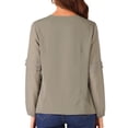 thumbnail image 3 of BLUSA DE CHIFFON PARA MUJERES INSPIRE CHIC CON ESCOTE EN FORMA DE LLAVE Y MANGAS PATCHWORK, TOP ELEGANTE PARA TRABAJO, M COLOR MARRÓN GRIS, 3 of 6