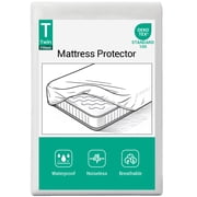 Ophanie Twin Size Fitted Mattress Protector, Waterproof, Breathable, Noiseless Bed Cover, 6"-14" Deep Pocket, White, for Home, Dorms, and Hotels
