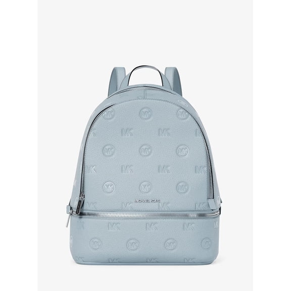 Michael Kors Rhea Medium Logo Debossed Backpack, Pale Ocean