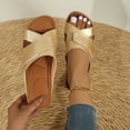 thumbnail image 2 of THDHVS Wedge Sandals for Women,Fashion Casual Round Head Comfy Thick soled Slipper Beach Casual Shoes Gold 6.5, 2 of 5