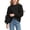 Black, variant on Girls Puff Sleeve Blouse, Stretchy Crewneck Ribbed Knit Bow Detail Pullover Fashion Casual Daily Wear Tops White Size 5-6