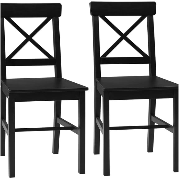 Modern Farmhouse Dining Chairs Set of 2, Cross Back Solid Wood Kitchen Chairs for Dining Room, Black