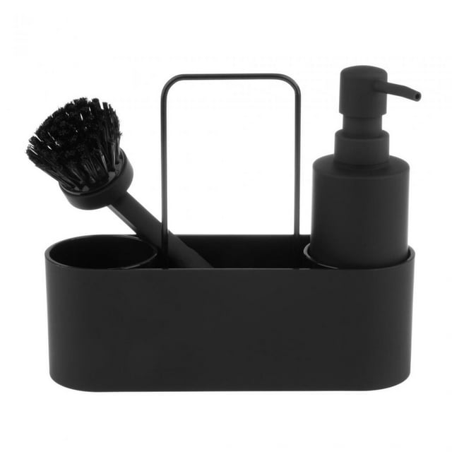 Dispensador de jabón con soporte para esponja, botella con soporte para cepillo, con dispensador de jabón líquido para fregadero, cocina y baño