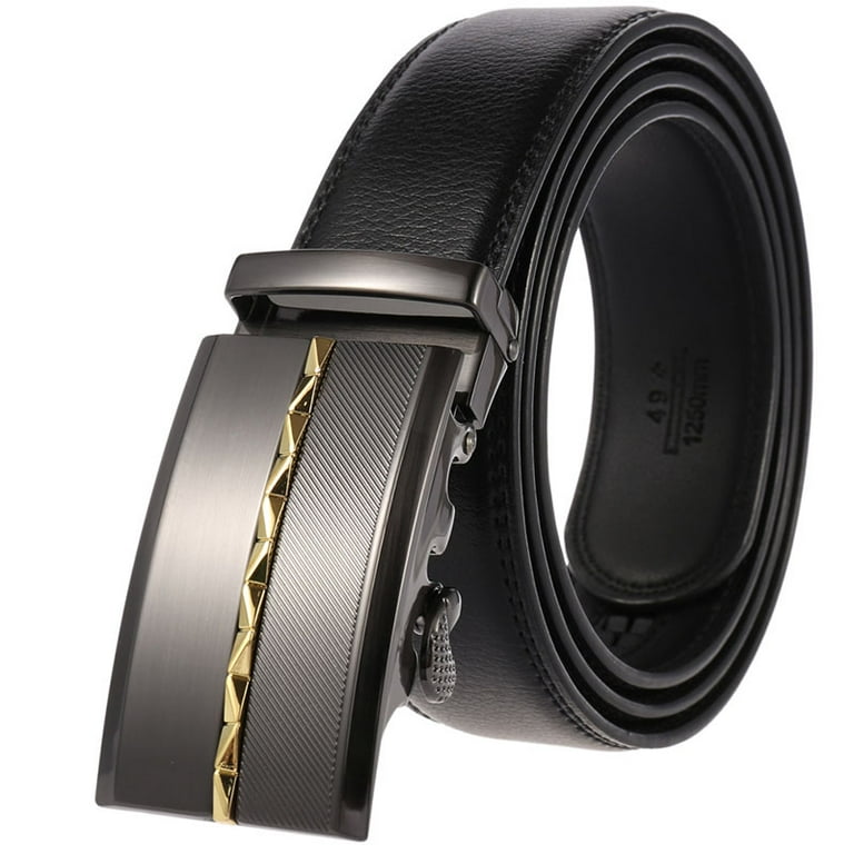 New Style Men's Genuine Leather Ratchet Dress Belt with Automatic