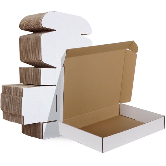 12x9x2 Shipping Boxes Set of 25, White Corrugated Cardboard Box for Small Business